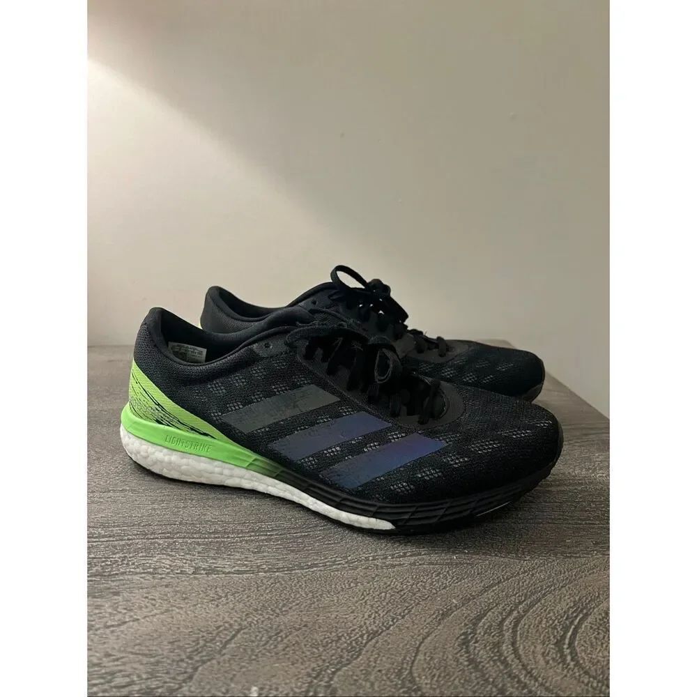 Adidas Adizero Boston 9 Black Signal Green Running Shoes Men’s Size 8.5 EG4657